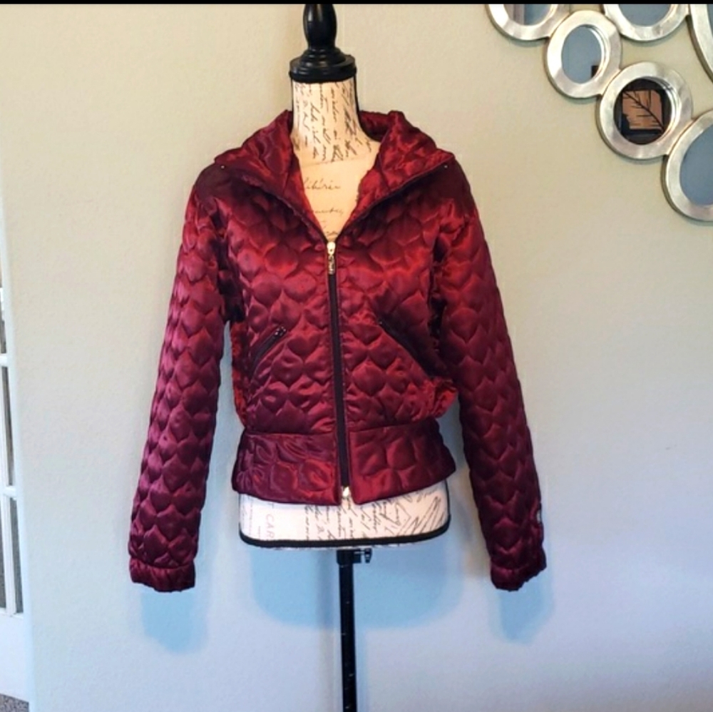 Puffer Jacket Cropped Burgundy